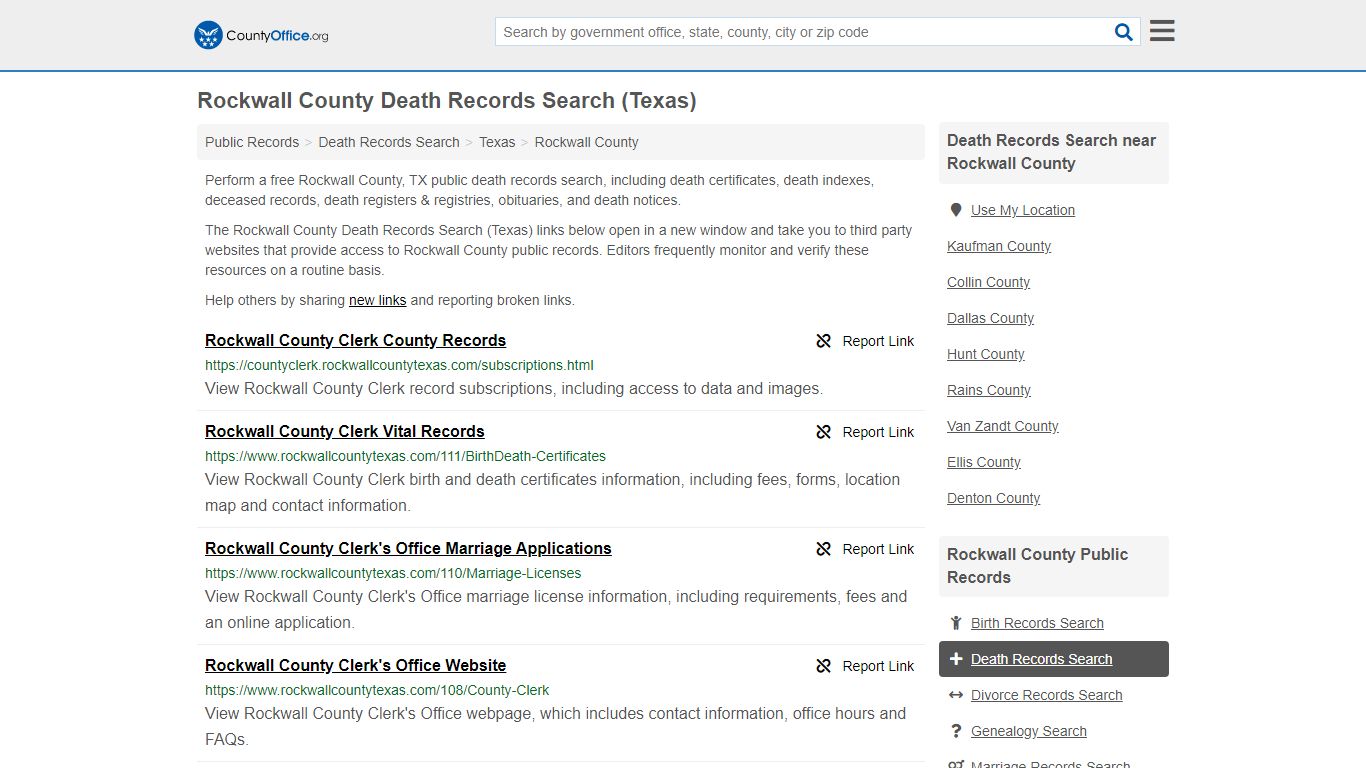 Death Records Search - Rockwall County, TX (Death ...